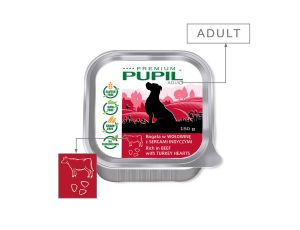 Karma mokra dla psa PUPIL Premium szalka bogata w wołowinę z sercami indyczymi 150 g - image 2