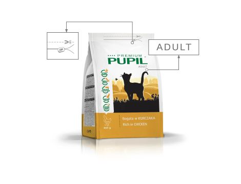Karma sucha dla kota PUPIL Premium bogata w kurczaka 800 g - 2