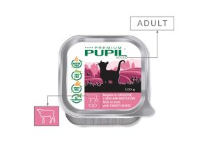 Karma mokra dla kota PUPIL Premium szalka bogata w cielęcinę z sercami indyczymi 100 g - image 2