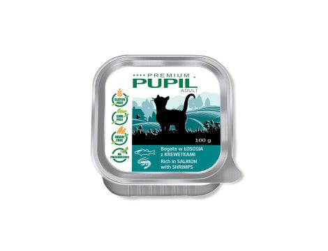 Karma mokra dla kota PUPIL Premium szalka bogata w łososia z krewetkami 10 x 100 g - 2