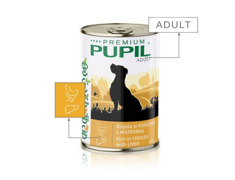 Karma mokra dla psa PUPIL Premium bogata w kurczaka z wątróbką 10 x 415 g - 3