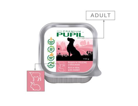 Karma mokra dla psa PUPIL Premium szalka bogata w cielęcinę z królikiem 8 x 150 g - 3