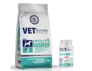Karma weterynaryjna sucha dla psa VET RESPONSE GASTROINTESTINAL 8 kg + VET RESPONSE SuperGastro na trawienie 120 ml - 60 kapsułek
