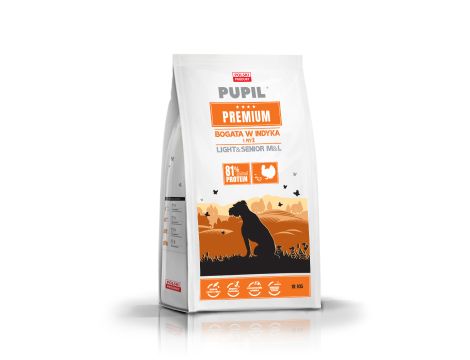 Karma sucha dla psa PUPIL Premium Light&Senior M&L bogata w indyka i ryż 12 kg