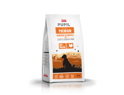 Karma sucha dla psa PUPIL Premium Light&Senior MINI bogata w indyka i ryż 10 kg