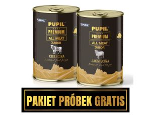 Pakiet startowy karm PUPIL Premium All Meat GOLD JUNIOR 400 g - karma mokra + próbki karmy suchej