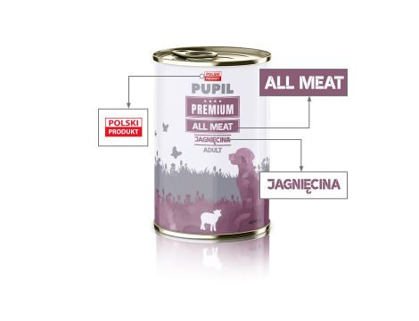 Karma mokra dla psa PUPIL Premium All Meat ADULT jagnięcina 400 g - 2