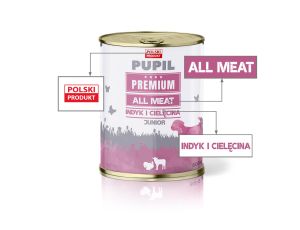 Karma mokra dla psa PUPIL Premium All Meat JUNIOR indyk i cielęciną 800 g - image 2