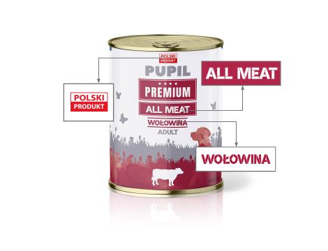 Karma mokra dla psa PUPIL Premium All Meat ADULT wołowina 800 g - 2