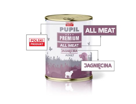 Karma mokra dla psa PUPIL Premium All Meat ADULT jagnięcina 800 g - 2