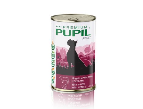 Karma mokra dla psa PUPIL Premium bogata w wołowinę z sercami 1250 g