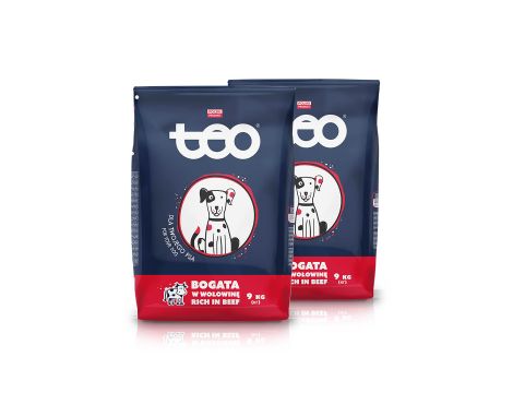 Karma sucha dla psa TEO bogata w wołowinę 2 x 9 kg