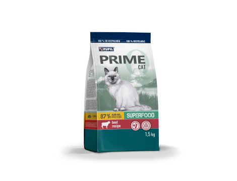 Karma sucha dla kota PUPIL Prime bogata w wołowinę z warzywami 1,5 kg
