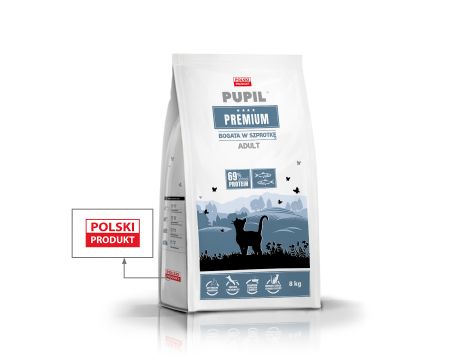 Karma sucha dla kota PUPIL Premium bogata w szprotkę 8 kg - 2