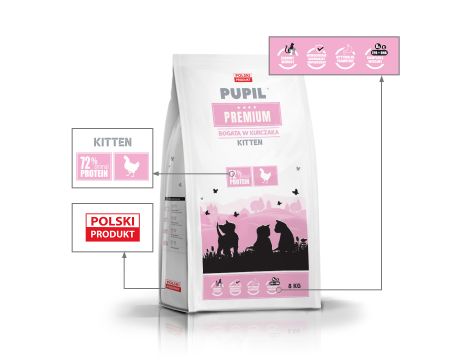 Karma sucha dla kota PUPIL Premium KITTEN bogata w kurczaka 8 kg - 4