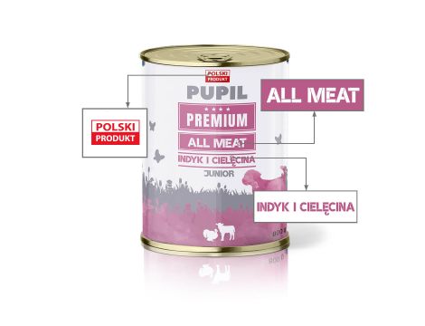 Karma mokra dla psa PUPIL Premium All Meat JUNIOR indyk i cielęciną 6 x 800 g - 3
