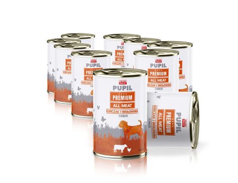 Karma mokra dla psa PUPIL Premium All Meat JUNIOR kurczak i wołowina 10 x 400 g
