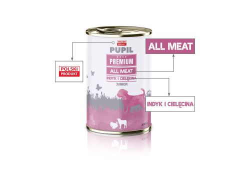 Karma mokra dla psa PUPIL Premium All Meat JUNIOR indyk i cielęciną 10 x 400 g - 3