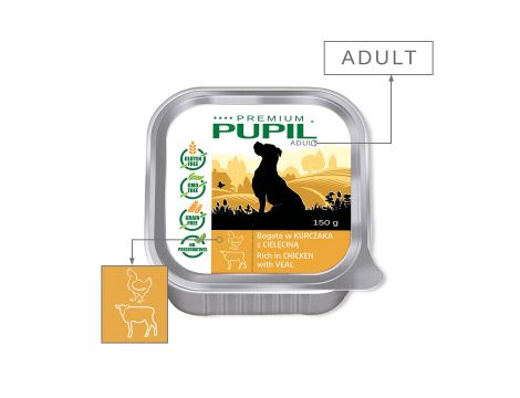Karma mokra dla psa PUPIL Premium szalka bogata w kurczaka z cielęciną 8 x 150 g - 3