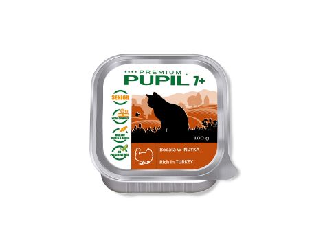 Karma mokra dla kota PUPIL Premium SENIOR szalka bogata w indyka 10 x 100 g - 2