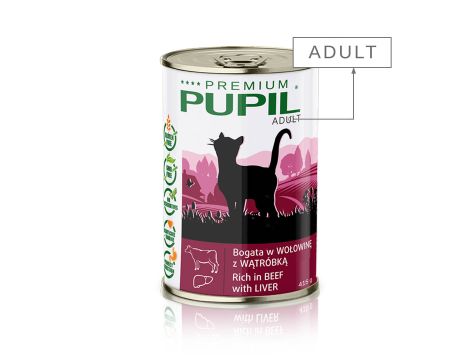 Karma mokra dla kota PUPIL Premium bogata w wołowinę z wątróbką 415 g - 2