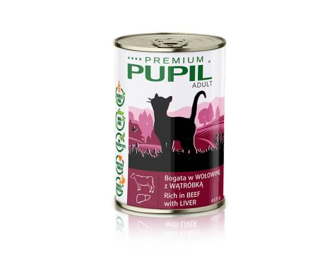 Karma mokra dla kota PUPIL Premium bogata w wołowinę z wątróbką 415 g