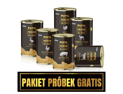 Pakiet startowy karm PUPIL Premium All Meat GOLD ADULT 400 g - karma mokra + próbki karmy suchej