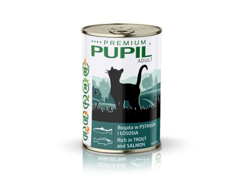 Karma mokra dla kota PUPIL Premium bogata w pstrąga i łososia 10 x 415 g - 2