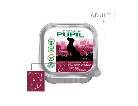 Karma mokra dla psa PUPIL Premium szalka bogata w wołowinę z wątróbką drobiową 8 x 150 g - 3