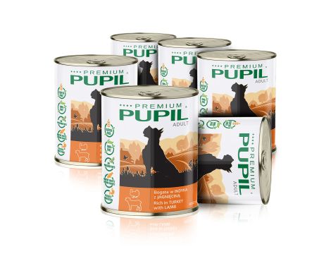 Karma mokra dla psa PUPIL Premium bogata w indyka z jagnięciną 6 x 850 g