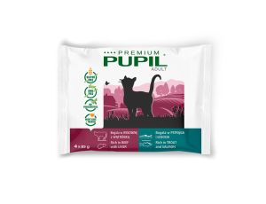 Karma mokra dla kota PUPIL Premium bogata w wołowinę z wątróbką + pstrąga i łososia 9 x (4 x 85 g) - image 2