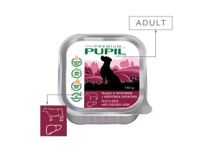 Karma mokra dla psa PUPIL Premium szalka bogata w wołowinę z wątróbką drobiową 150 g - image 2