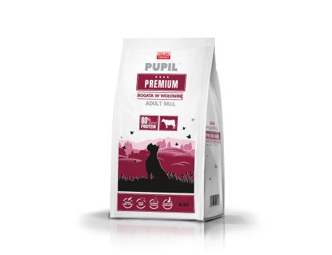 Karma sucha dla psa PUPIL Premium M&L bogata w wołowinę 12 kg - 2