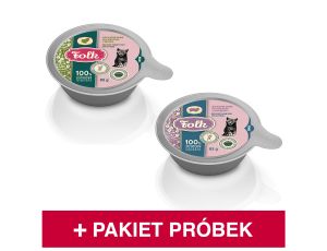 Pakiet startowy karmy mokrej dla kota FOLK Kitten 2 x 85 g + 5 x próbki karmy suchej