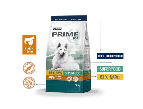 Karma sucha dla psa PUPIL Prime bogata w drób z wołowiną 2,8 kg - 2