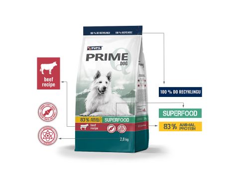 Karma sucha dla psa PUPIL Prime bogata w wołowinę z warzywami 2,8 kg - 2