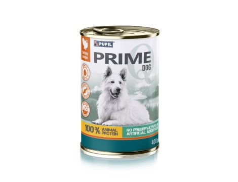 Karma mokra dla psa PUPIL Prime bogata w indyka z wątróbką 10 x 400 g - 2