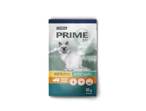 Karma mokra dla kota PUPIL Prime bogata w drób z kaczką saszetka 28 x 85 g - 2