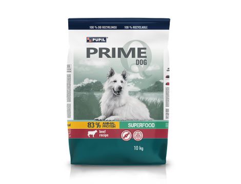 Karma sucha dla psa PUPIL Prime bogata w wołowinę z warzywami 10kg + 2x 2,8kg - 6