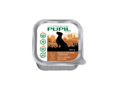 Karma mokra dla psa PUPIL Premium ADULT bogata w kurczaka z wątróbką 6x300 g - 2