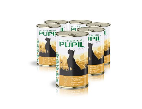 Karma mokra dla psa PUPIL Premium bogata w kurczaka z wątróbką 6x1250 g
