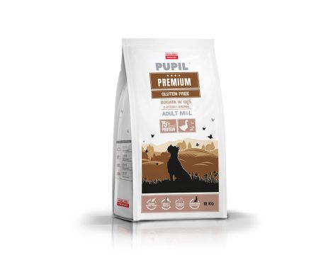 Karma sucha dla psa PUPIL Premium Gluten Free M&L bogata w gęś z ryżem i aronią 12 kg