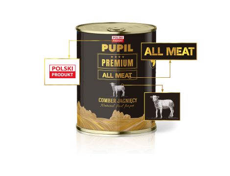 Karma sucha dla psa PUPIL Premium M&L bogata w jagnięcinę i ryż 12kg+6xKarma mokra dla psa PUPIL Premium All Meat GOLD comber jagnięcy 800 g - 11