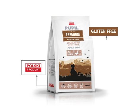 Karma sucha dla psa PUPIL Premium Gluten Free MINI bogata w gęś z ryżem i aronią 2x10kg - 3