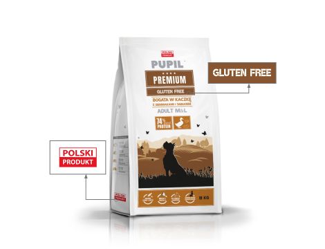 Karma sucha dla psa PUPIL Premium Gluten Free M&L bogata w kaczkę z ziemniakami i jabłkiem 2x12kg - 3