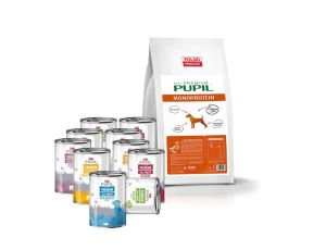 Karma sucha dla psa PUPIL Premium MONOPROTEIN MINI bogata w kaczkę 10kg+10xKarma mokra dla psa PUPIL Premium All Meat 400g mix