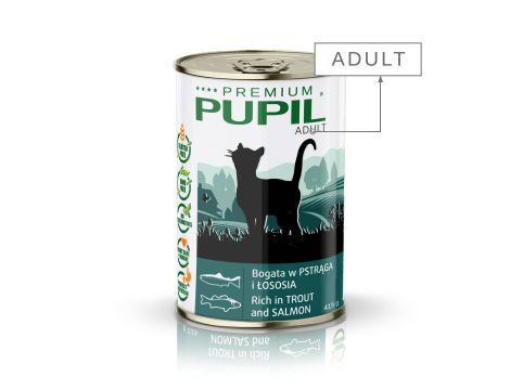 Karma sucha dla kota PUPIL Premium bogata w szprotkę 8kg+10xKarma mokra dla kota PUPIL Premium bogata w pstrąga i łososia 415 g - 11