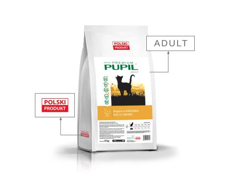 Karma sucha dla kota PUPIL Premium bogata w kurczaka 8kg+10xKarma mokra dla kota PUPIL Premium bogata w kurczaka z cielęciną 415 g - 3