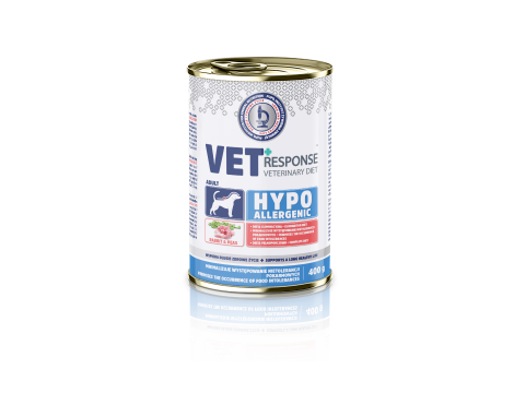 Karma weterynaryjna sucha dla psa VET RESPONSE HYPOALLERGENIC 8kg+10xKarma mokra dla psa VET RESPONSE Hypoallergenic królik 400g - 9