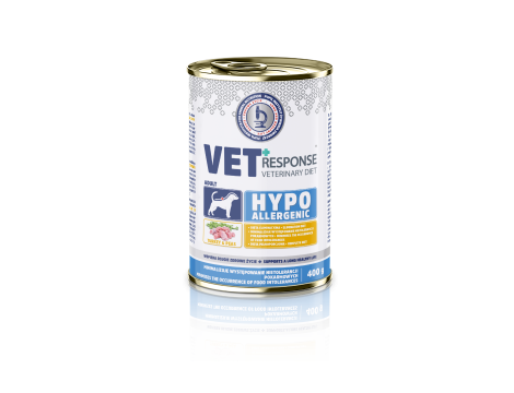 Karma weterynaryjna sucha dla psa VET RESPONSE HYPOALLERGENIC 8kg+10xKarma mokra dla psa VET RESPONSE Hypoallergenic indyk 400g - 9
